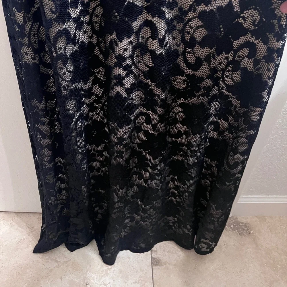 Emerald Sundae Womens‎ XL Black Lace Halter Neck Keyhole Back Maxi Dress Gown